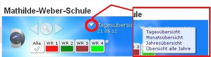 Solar-Log-Menü zur Anwahl von Monatsdiagramm etc.